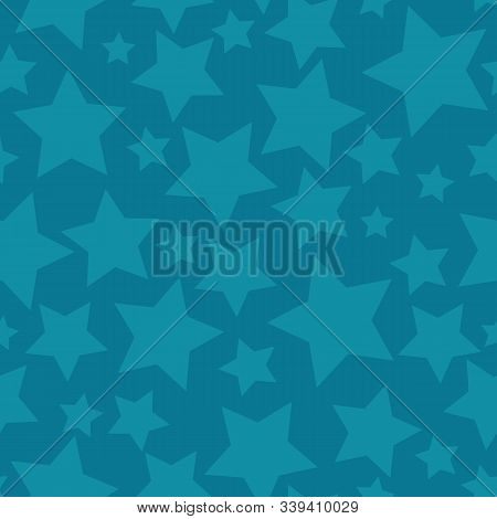 Blue Toned Moons And Stars Vector Seamless Repeat Pattern
