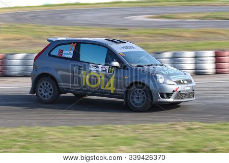 Kocaeli, Turkey - November 24, 2019: Tuna Muhtar Drives Ford Fiesta St During Turkish Rallycross Cha