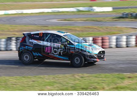 Kocaeli, Turkey - November 24, 2019: Caglayan Celik Drives Ford Fiesta R2t During Turkish Rallycross