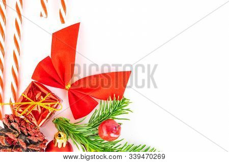 New Years Background. Christmas Decoration Isolated On White. Xm