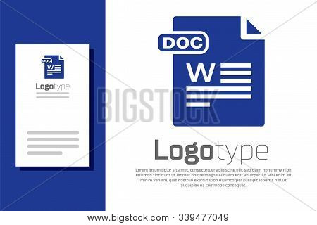 Blue Doc File Document. Download Doc Button Icon Isolated On White Background. Doc File Extension Sy
