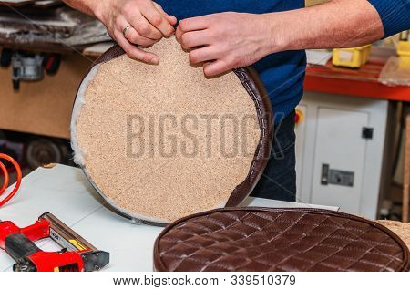 Seat Upholstery In A Furniture Workshop, Eco-leather Cover