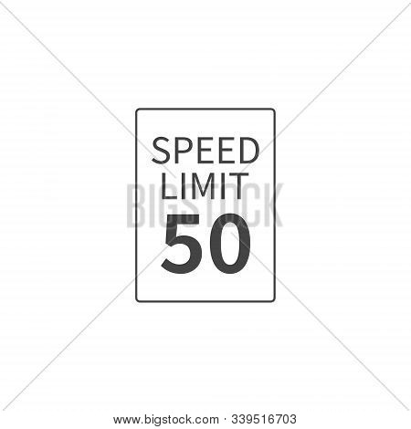 Vector Speed Limit 50 Mph On White Isolated Background. Layers Grouped For Easy Editing Illustration