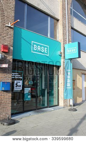 Dendermonde, Belgium, 31 October 2019: Exterior View Of A Base Shop In Dendermonde. Base Is The Thir