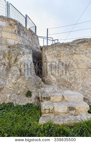 Jerusalem, Israel, December 07, 2019 : Archaeological Excavations Of The Crusader Fortress Located O