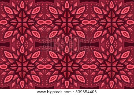 Beautiful Background With Abstract Seamless Pattern With Faseted Rubies