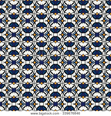 Floral Mosaic Tile Ornament. Ethnic, Tribal Background. Ornamental Seamless Surface Pattern. Repeate