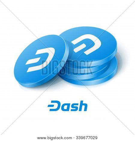 Stack Of Dash Cryptocurrency Tokens. Vector Illustration