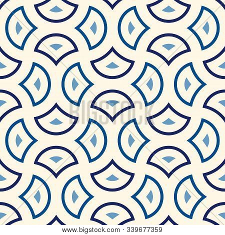 Ogee Drop Ornament. Repeated Maroccan Scales Mosaic Tiles. Scallop Shapes Motif. Oriental Traditiona