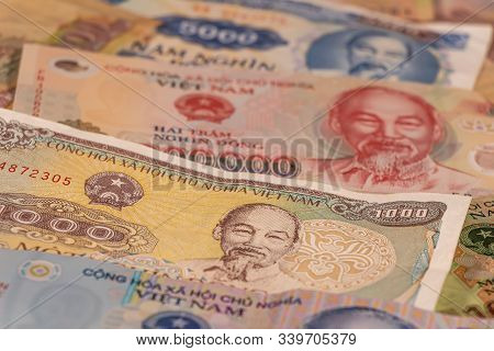 A Composition Of Vietnamese Dong, Vnd Banknotes Providing Great Options To Be Used For Illustrating 