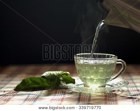 On Selective Focus Of Boiling Water Leaves Nan Cao Wei. Nanchaowei The Plant (vernonia Amygdalina) T