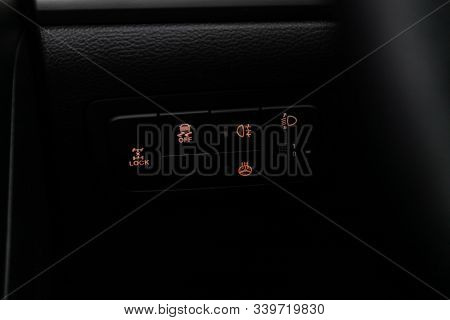 Novosibirsk, Russia - October 26, 2019:  Ssangyong Actyon,  Close-up Of The  Headlight And Off Road 