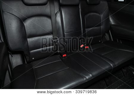 Novosibirsk, Russia - October 26, 2019:  Ssangyong Actyon,  Leather Interior Design, Car Passenger A
