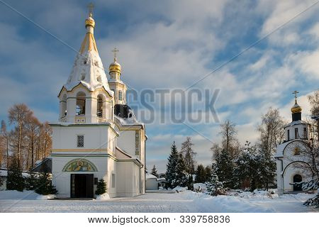 Winter View Of The Church Of The Assumption Of The Blessed Virgin Mary In The Village Of Uspenskoe. 