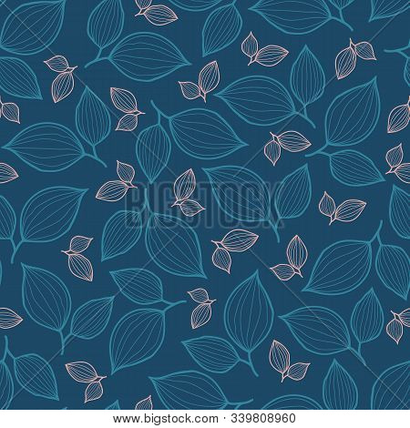 Vector Pattern With Light Blue And Pink Leaves