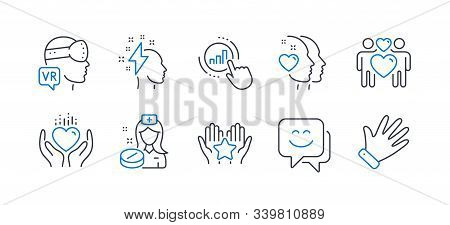 Set Of People Icons, Such As Hold Heart, Brainstorming, Heart, Nurse, Smile Face, Augmented Reality,