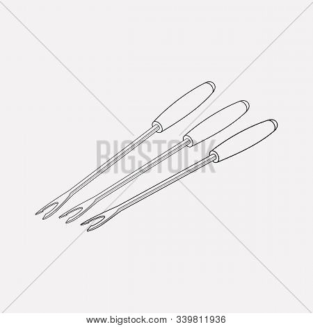 Fondue Fork Icon Line Element. Vector Illustration Of Fondue Fork Icon Line Isolated On Clean Backgr