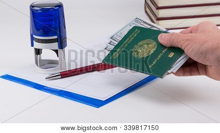 Passport Of Uzbekistan With The Money
