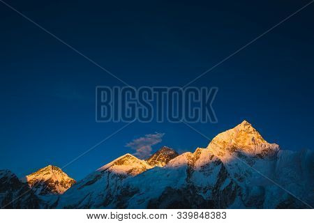 Sunset View Of The Everest From Kala Patar Mount. Nepal
