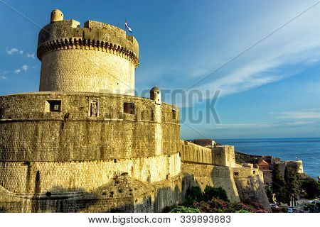 Minceta Tower And City Walls Of Dubrovnik, Croatia, Europe