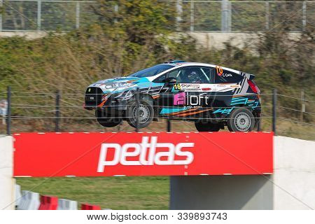 Kocaeli, Turkey - November 24, 2019: Caglayan Celik Drives Ford Fiesta R2t During Turkish Rallycross