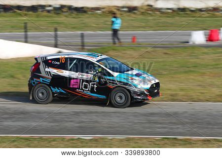 Kocaeli, Turkey - November 24, 2019: Caglayan Celik Drives Ford Fiesta R2t During Turkish Rallycross