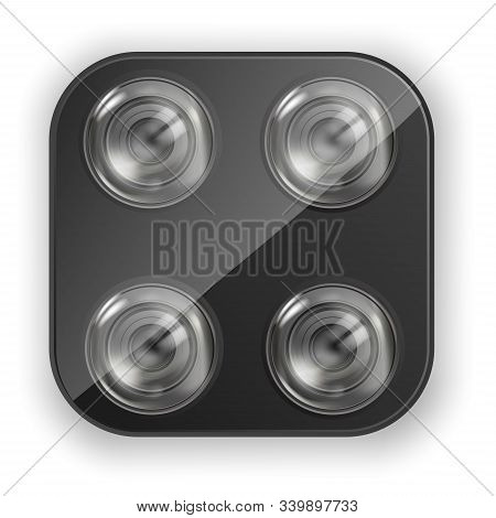 Realistic Lens Camera. Smartphone Lens Camera. Vector.