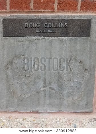 Chicago, Il September 19, 2019, Doug Collins Professional Basketball Player Hand Prints In Cement At