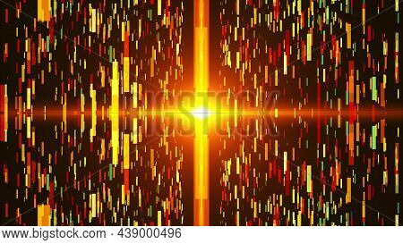 Digital Backcircles In Black Space - Modern Abstraction, Computer Generated Background, 3d Rendering
