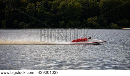 Sport. Motor Boat Races. Speed, Water Sports. Competition On The Water On A Sunny Day