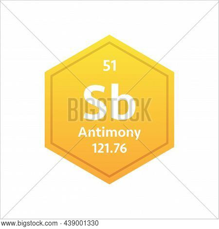 Antimony Symbol. Chemical Element Of The Periodic Table. Vector Stock Illustration.
