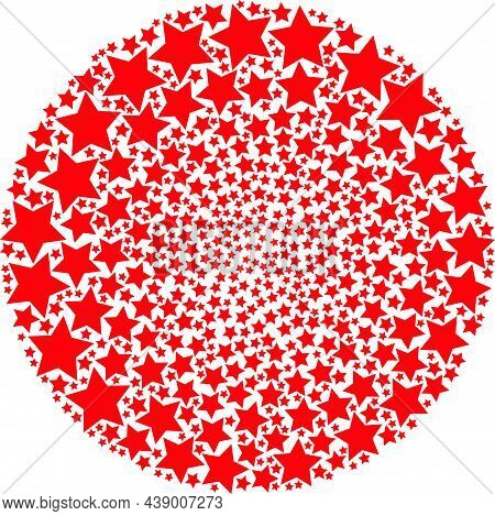 Star Icon Cyclone Spheric Mosaic. Star Symbols Are Arranged Into Spheric Cycle Vector Illustration. 