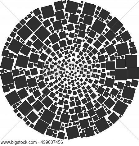 Filled Square Icon Twirl Round Composition. Filled Square Items Are United Into Round Whirlpool Vect