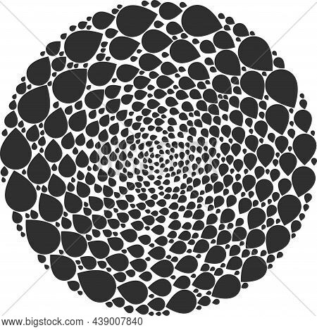 Map Marker Icon Rotated Spheric Collage. Map Marker Icons Are Formed Into Globula Whirlpool Design C