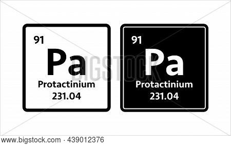 Protactinium Symbol. Chemical Element Of The Periodic Table. Vector Stock Illustration