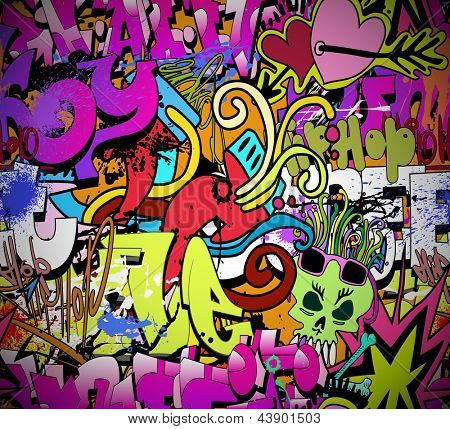 Graffiti ściany sztuka tło. Hip-hop styl tekstura wzór