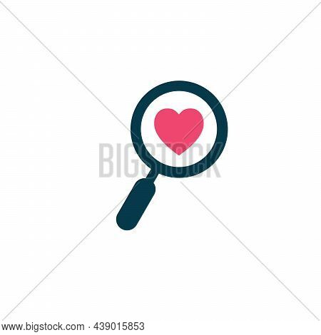 Magnifying Glass With Heart Inside. Search Heart And Love Icon, Vector. Dating Illustration.
