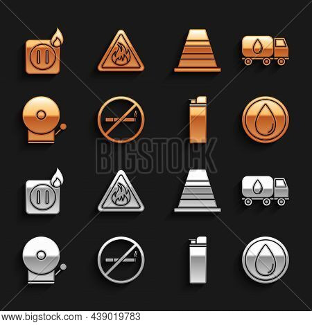 Set No Smoking, Water Delivery Truck, Drop, Lighter, Ringing Alarm Bell, Traffic Cone, Electric Wiri
