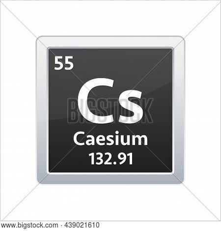 Caesium Symbol. Chemical Element Of The Periodic Table. Vector Stock Illustration.