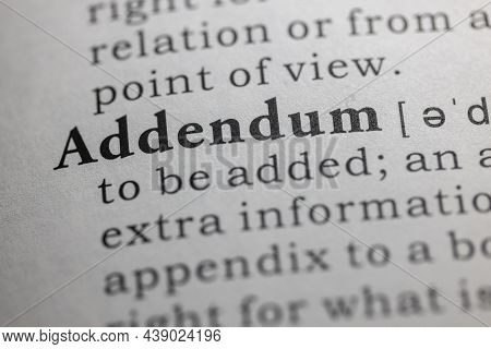 Fake Dictionary Word, Dictionary Definition Of Addendum