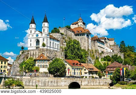 Aarburg Castle And Church In The Canton Of Aargau, Switzerland