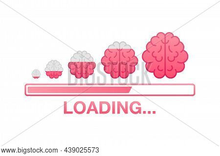 Idea Loading Concept With Idea Brain Processed On A Lightbulb Bar. Vector Stock Illustration.