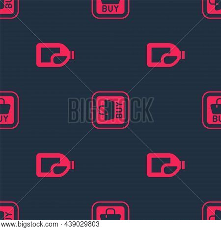 Set Bottle For Cleaning Agent And Buy Button On Seamless Pattern. Vector