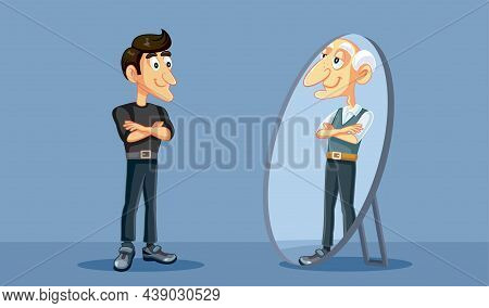 Adult Man Gracefully Aging Concept Vector Illustration