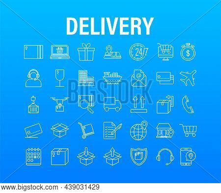 Set With Delivery Icon. Delivery Service. Fast Courier. Truck Icon Set. Vector Stock Illustration