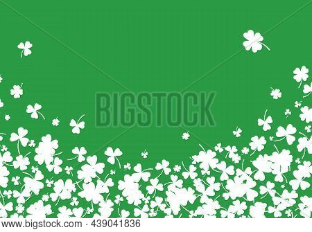 Shamrock Or White Clover Leaves Pattern Background Flat Design Vector Illustration Isolated On Green