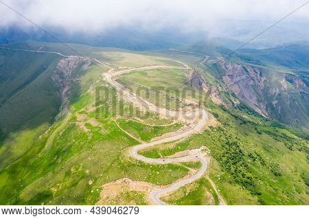 A Wonderful Mountain Road With A Serpentine In The North Caucasus From The Narzan Valley To Dzhily-s