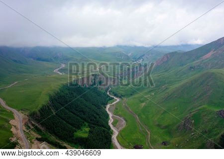 A Wonderful Mountain Road With A Serpentine In The North Caucasus From The Narzan Valley To Dzhily-s