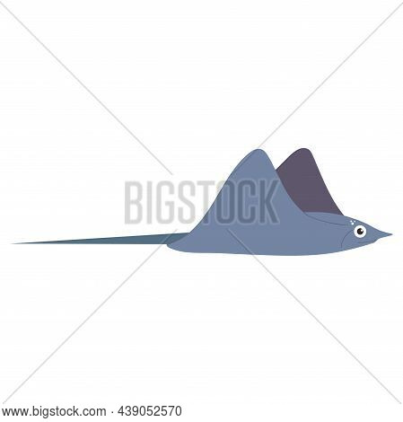 Beautiful Cartoon Illustration With Colorful Sea Animals Stringray On White Background For Print Des