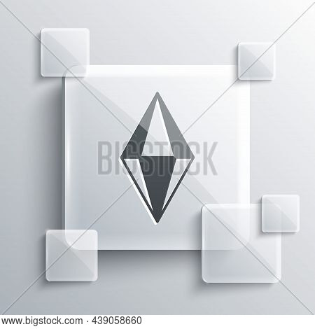 Grey Gem Stone Icon Isolated On Grey Background. Jewelry Symbol. Diamond. Square Glass Panels. Vecto